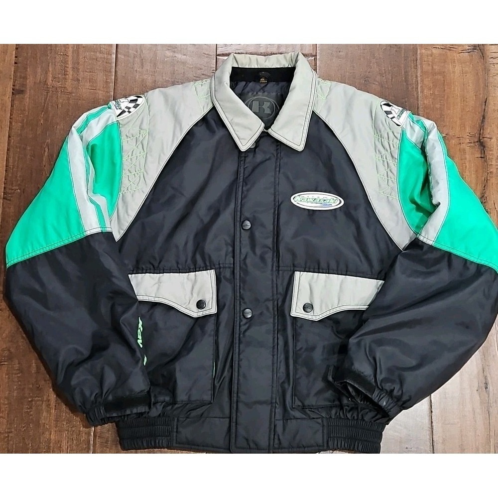 Vintage 90s Kawasaki Racing Team Motorcycle Jacket-" Let The Good times Roll"‎